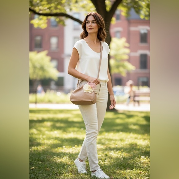 Talbots Handbags - NWT Talbots Genuine Leather Handbag/Crossbody w/Silk Flowers